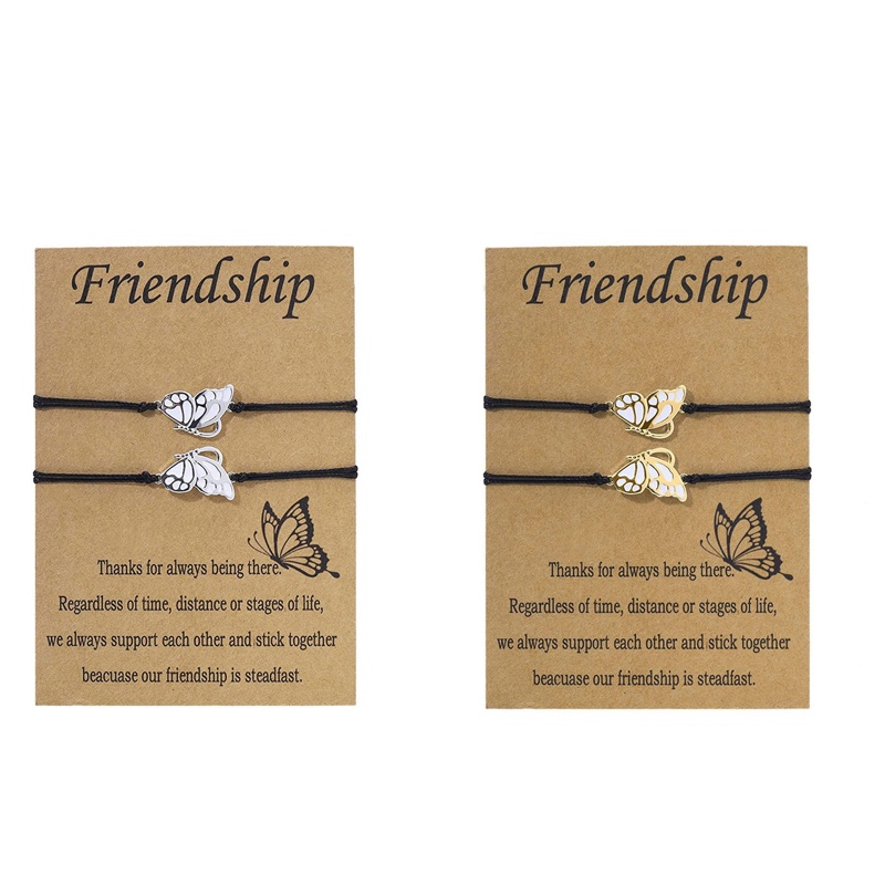 Set 2 Vòng Tay Dây Bện Gắn Thẻ Khắc Chữ Good Friend for Best Friend
