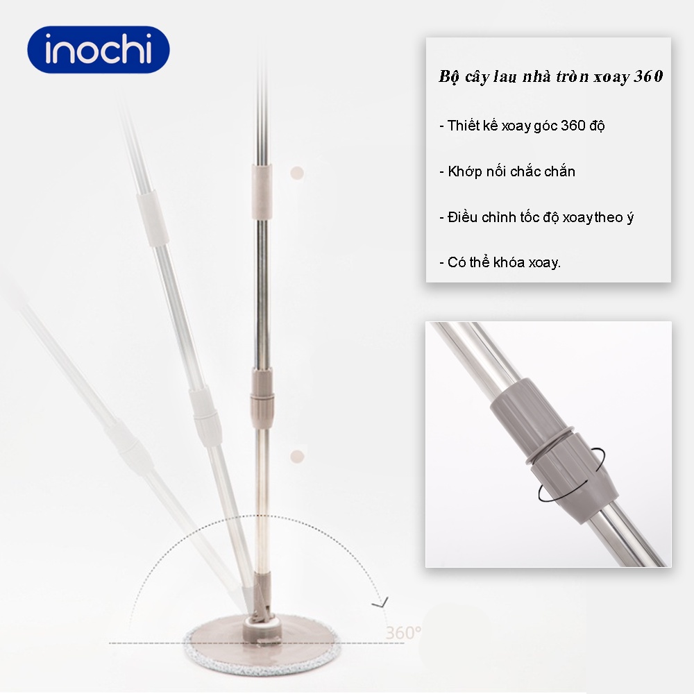 [Mã LIFEMALL2505 giảm 10% đơn 250K] Cây lau nhà 360 độ inochi chổi lau nhà xoay tròn SM-31