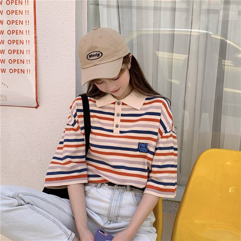 Áo Polo Kẻ Sọc Ngang,Form Rộng, Tay Lỡ, Dáng Dài, Phong Cách Streetwear TM Store