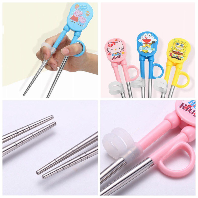 Đũa Tập Ăn Bằng Thép Không Gỉ Họa Tiết Hoạt Hình Dành Cho Bé