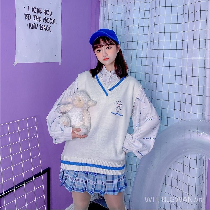 Set Áo Sơ Mi Dài Tay Và Áo Khoác Len Không Tay Thời Trang Dành Cho Nữ | BigBuy360 - bigbuy360.vn