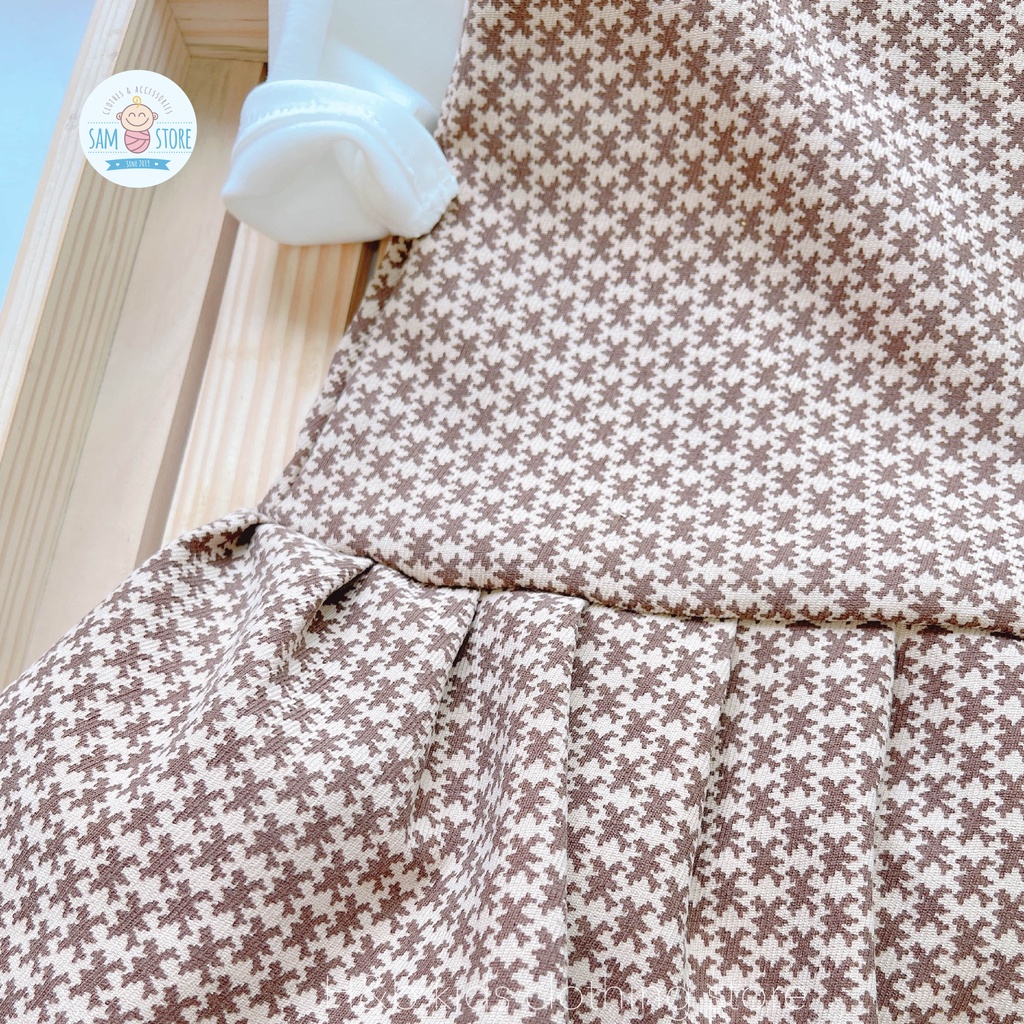 Set Váy Dạ Tiểu thư cho bé gái Size 6 tháng - 7 tuổi, áo trắng cotton len hợp mặc mùa thu đông