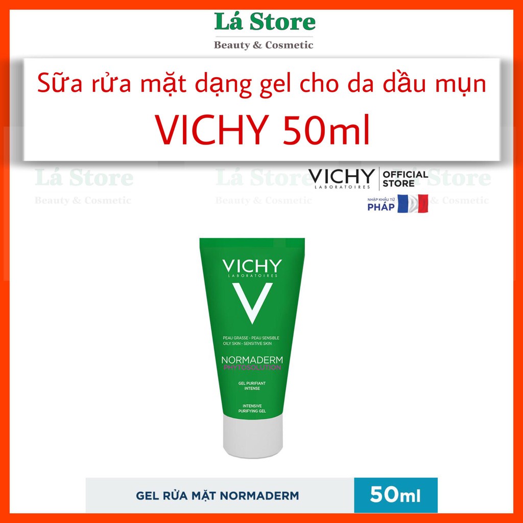 HÀNG CHÍNH HÃNG - Sữa rửa mặt dạng gel cho da dầu mụn VICHY 50ML