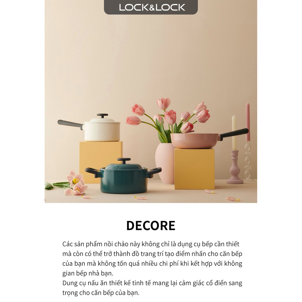 [Mã LIFEHL25 giảm 10% đơn 350K] Bộ nồi chảo sâu lòng 3 món Decore Lock&amp;Lock LDE1181IHS01