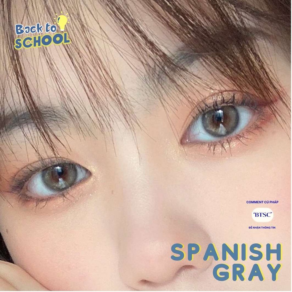 Lens xám cận tự nhiên không giãn tròng kèm khay dụng cụ đeo Spanish Gray - Kính áp tròng dành cho mắt - Qadlenses