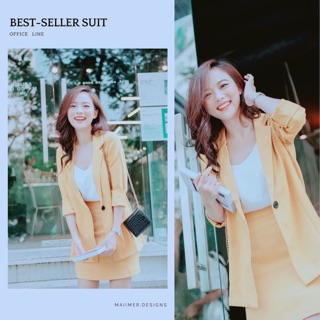 Bộ vest màu vàng nhạt freesize new giật tag