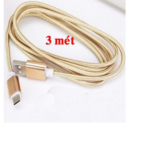 Cáp Sạc Dây Dù 3m Cổng Micro tốt dành cho các máy android cổng sạc dẹp