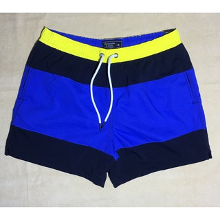 Quần short thun đi biển nam sọc ngang 2 màu đen xanh Abercrombie&Fitch strecth (inseam) size XS,S,M