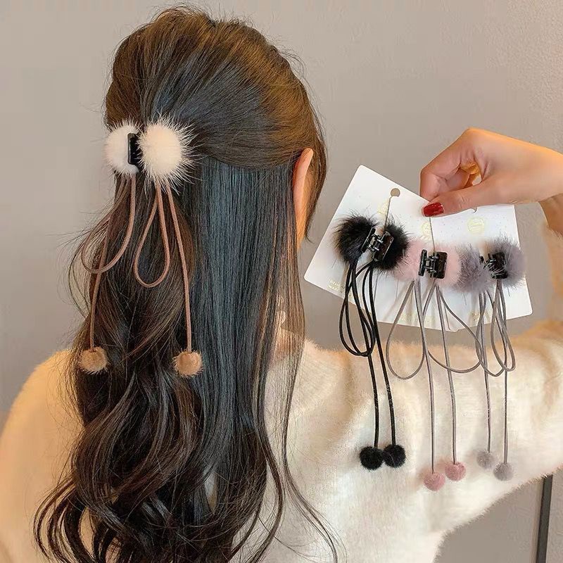 Kẹp tóc HAIMEIKANG đính cục bông thời trang đáng yêu