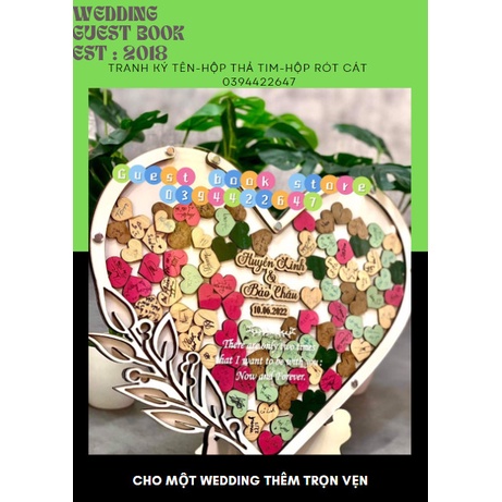 Hộp Thả Tim  Dáng Trái Tim Đơn Có Hoa Văn |trái tim | Thao Wedding Guestbook