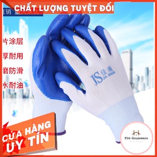 Găng tay JS xanh phủ PU lòng bàn tay, chống lực chống dầu