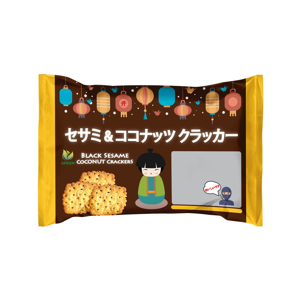 Túi 300g bánh Cracker Vừng Đen Dừa xuất khẩu Nhật Bản tiêu chuẩn quốc tế