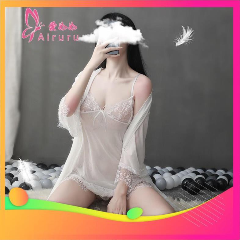 [ COSPLAY SEXY KATA - HÀNG CAO CẤP ] Sét Váy Ngủ + Áo Choàng Ren Cao Cấp (Kèm Quần Chíp) MS3010 | BigBuy360 - bigbuy360.vn