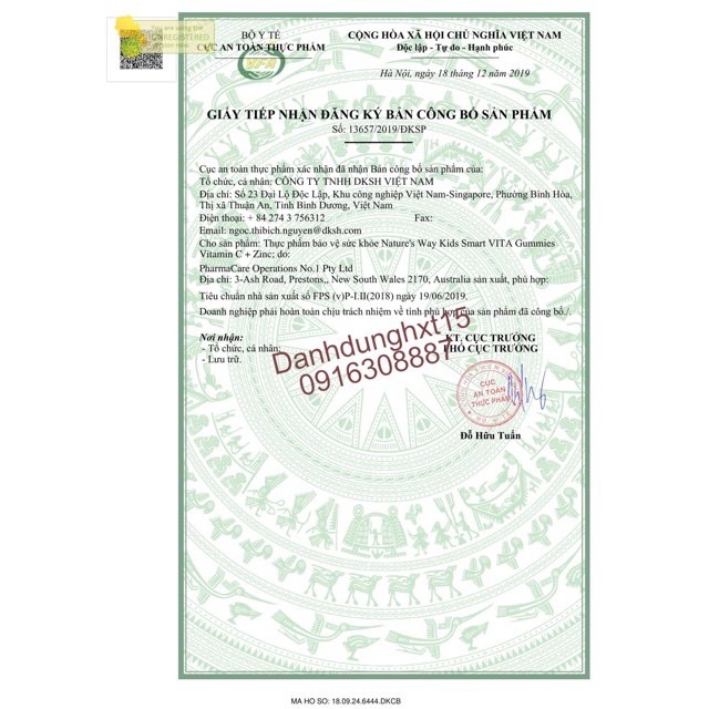 Kẹo dẻo Bổ sung Vitamin C và Kẽm cho bé của Úc Nature's Way Kids Smart Vita Gummies Vitamin C + Zinc 60 Viên