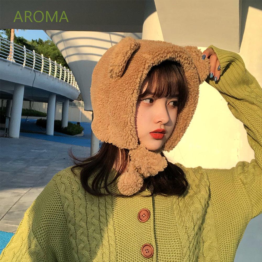 Nón Len Giữ Ấm Hình Tai Gấu Xinh Xắn Dành Cho Nữ