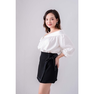 Chân váy ngắn thắt nơ xinh - Chân váy dáng A viền chỉ thắt nơ