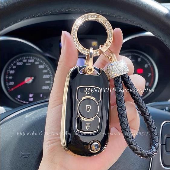 Móc khoá dây da đính đá kèm charm đá và bảng số điện thoại đính đá