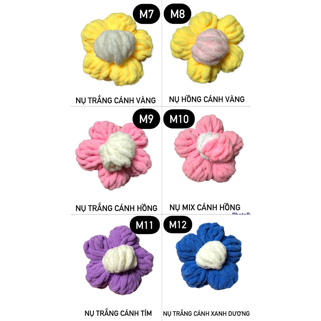 Móc Khoá/Pin cài bằng len II Bông hoa ú nụ nhiều màu sắc II Đồ bông giảm Stress II MOME.VN