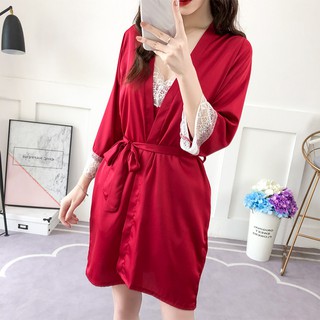 Bộ Đồ Ngủ Pijama Nữ Lụa Set 2 Chi Tiết (Set Váy Ngủ + Áo Choàng)