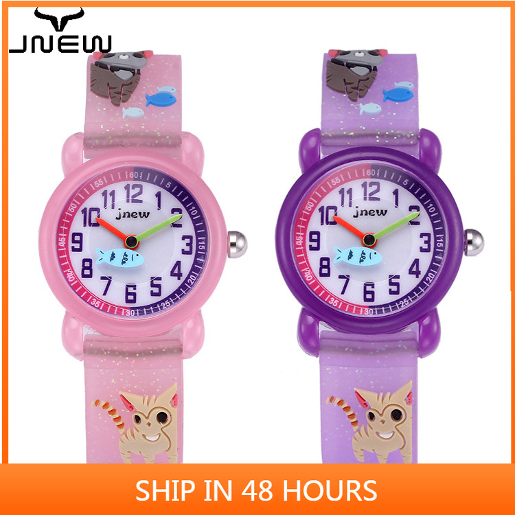 Đồng Hồ Nữ Dây Silicon Mặt Hình Mèo 3d Dễ Thương