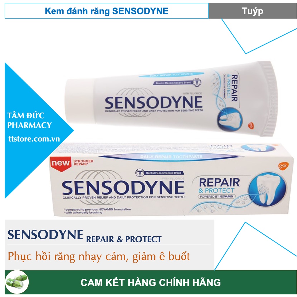 SENSODYNE Repair &amp; Protect 100gr Kem Đánh Răng Phục hồi răng nhạy cảm ngừa sâu răng giảm ê buốt [sensodyne / sénodyne]