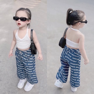 Set áo yếm dây quần jean suông alex