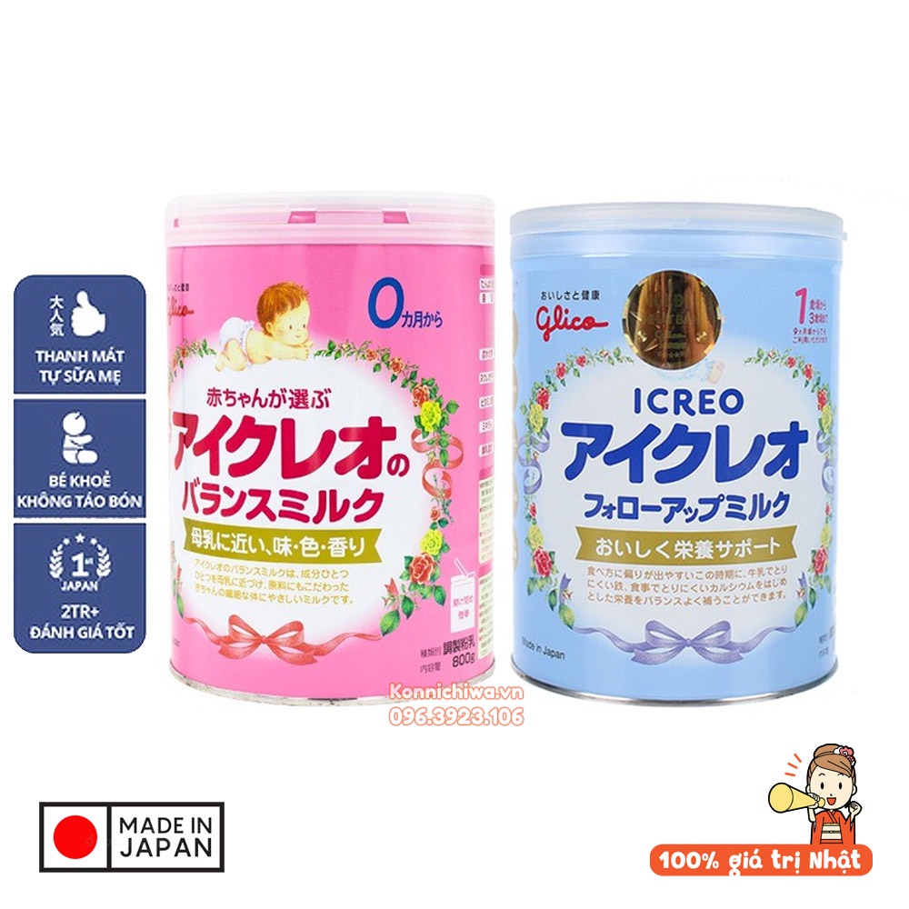 [Date MỚI] Sữa GLICO nội địa Nhật lon 800g | Sữa bột Icreo số 0 và số 1-3 mẫu mới, chính hãng
