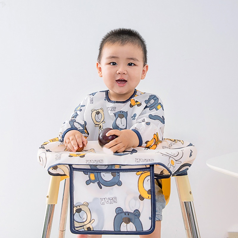 Yếm Ăn Chống Tràn Chống Thấm Nước In Họa Tiết Hoạt Hình Dễ Thương Cho Bé