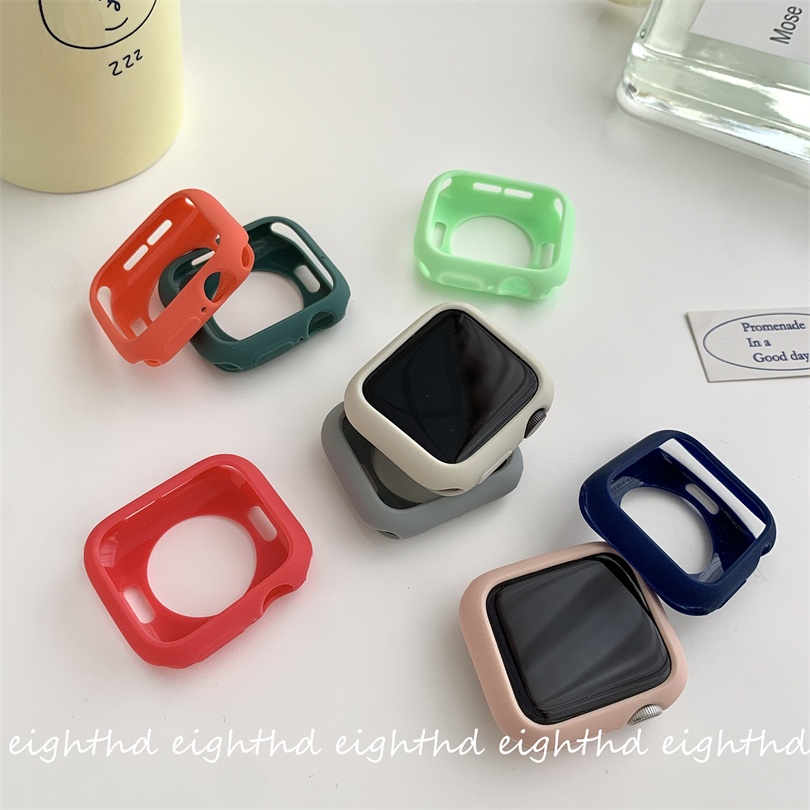 Ốp Silicone Màu Trơn Cho ĐồNg Hồ Thông Minh Series 7 6 SE 5 4 3 2 1 41mm 45mm 44mm 42mm 40mm 38mm