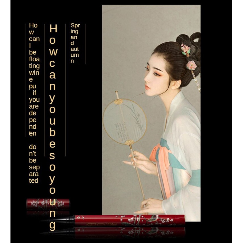 Bút kẻ mắt nước nhanh khô lâu trôi với vỏ họa tiết chim hạc Trung Hoa cổ điển chống thấm nước tiện dụng | BigBuy360 - bigbuy360.vn