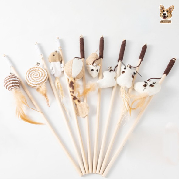 Đồ Chơi Cho Mèo - Cần Câu Mèo Bằng Gỗ