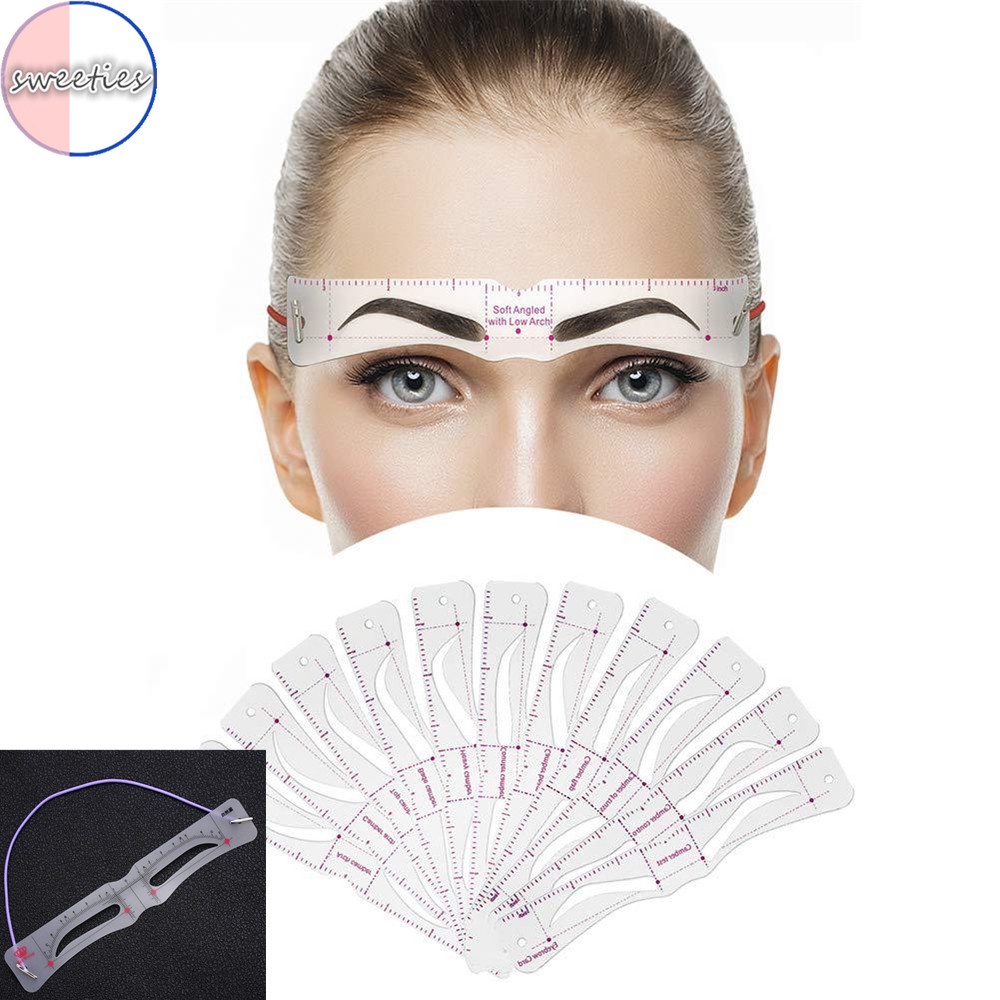 [Hàng mới về] Set 12 khuôn vẽ lông mày bằng silicon phong cách châu Âu thời trang dành cho nữ