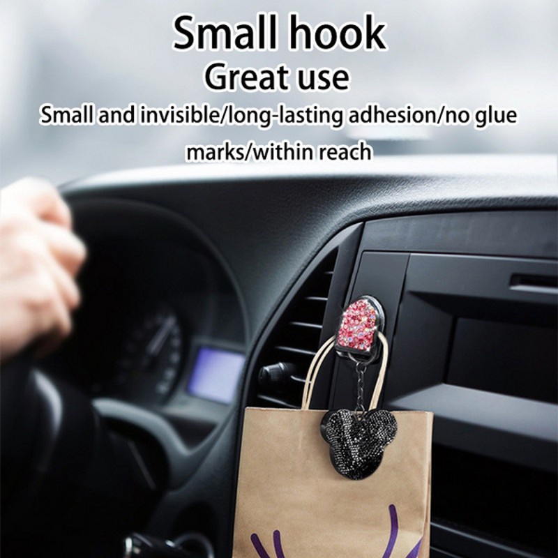 Set 2 Móc Treo Đồ Mini Tự Dính Gắn Sau Ghế Xe Hơi Hình Hoạt Hình