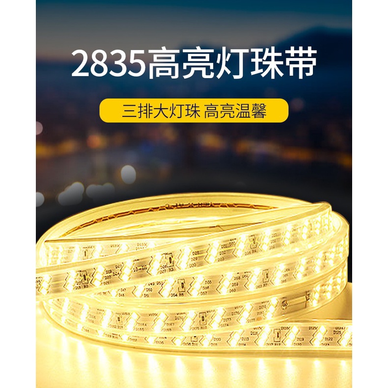 Dây Đèn Led 110v 220v 3 Hàng 2835 Siêu Sáng