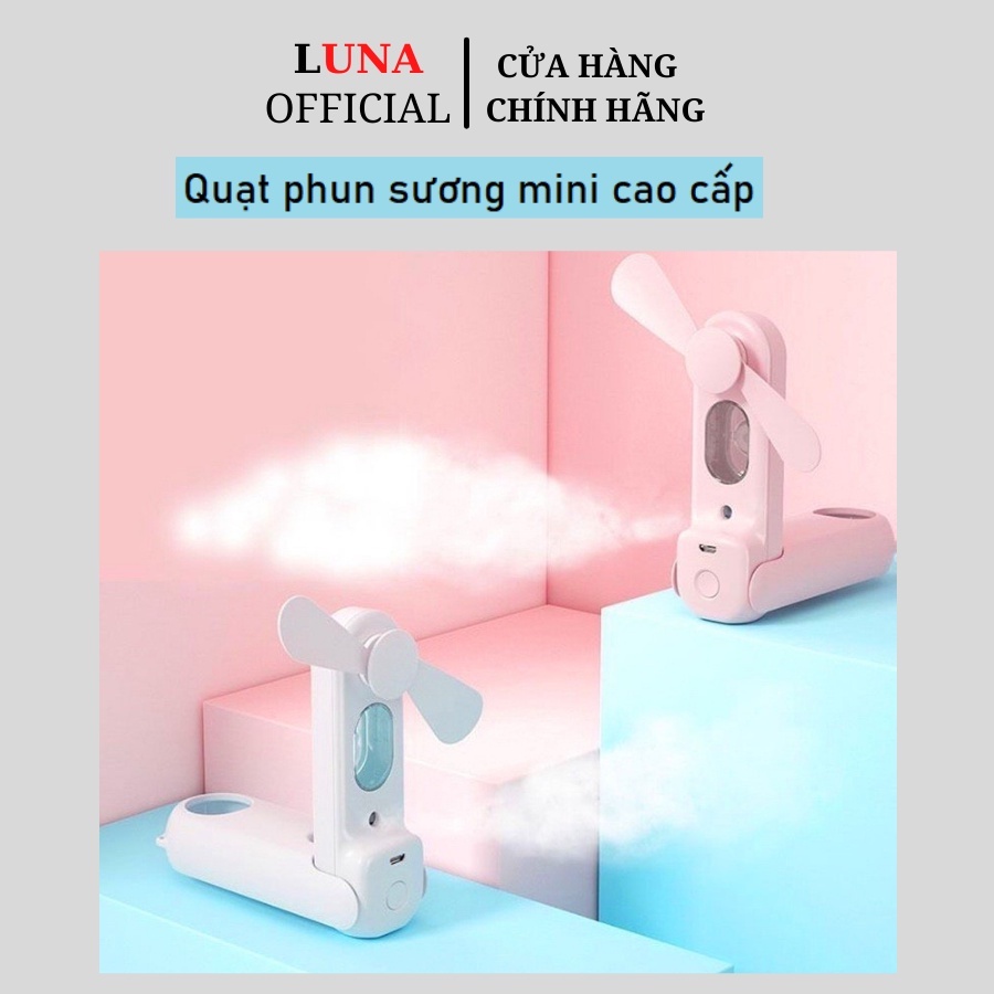 QUẠT CẦM TAY PHUN SƯƠNG CAO CẤP, quạt mini 3 cấp độ, nhỏ gọn, quạt tích điện tiện lợi mang theo mọi nơi.