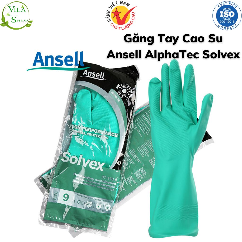 Găng Tay Cao Su Ansell AlphaTec Solvex - Găng Tay Bảo Hộ Lao Động Chống Rách, Thủng, Trầy Xước