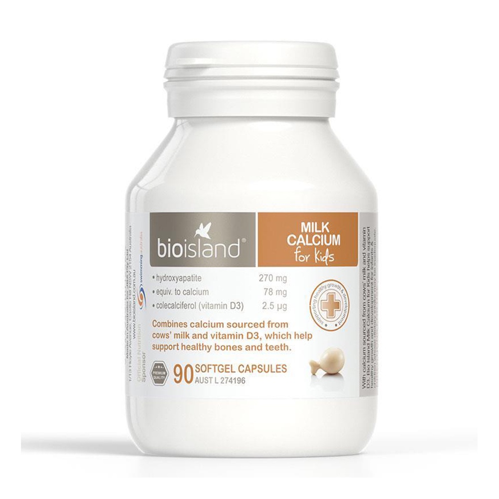 Viên uống bổ sung Canxi cho bé Bioisland Milk Calcium 90 viên của Úc