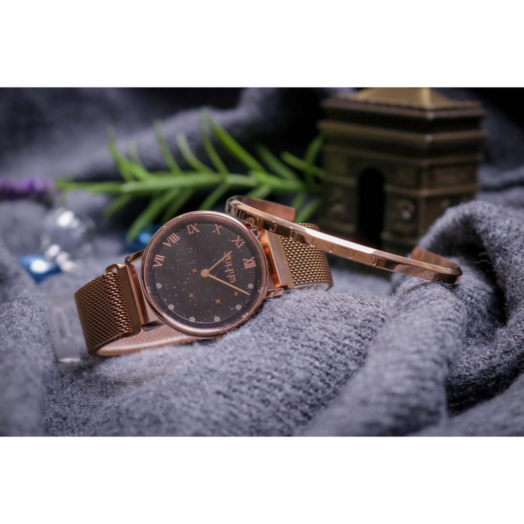 Đồng hồ nữ JS-037A kính sapphire dây nam châm Julius Hàn Quốc (đồng xanh)