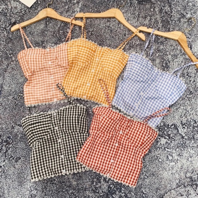 Áo 2 dây kate viền ren kèm lót ngực xịn xò full màu Hình thật 100% shop tự chụp