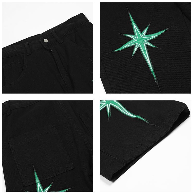 Quần jeans AOKANG cho nam ống rộng thêu chữ thời trang hồng kông