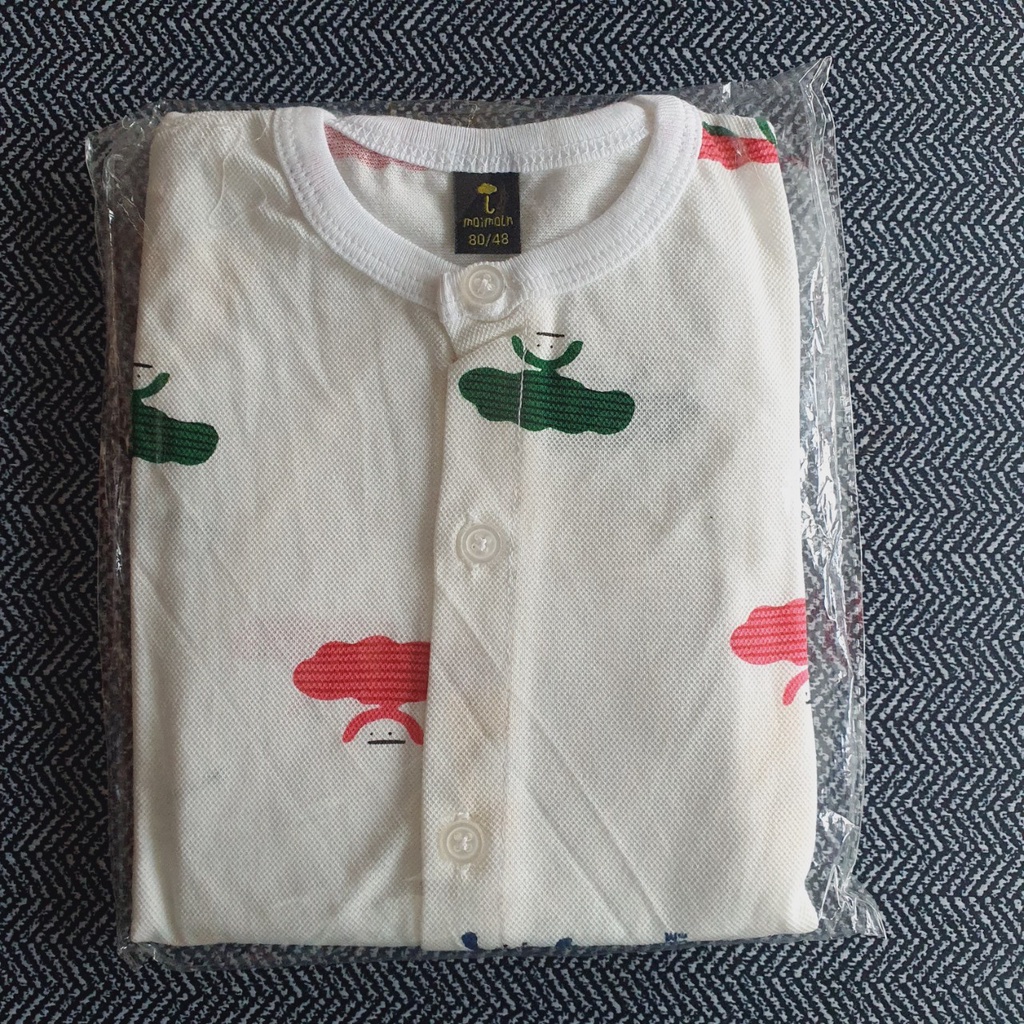 [80, 130] Bộ cotton mỏng dài tay thu đông trắng nhiều họa tiết cho bé gái vải lên xuất Hàn