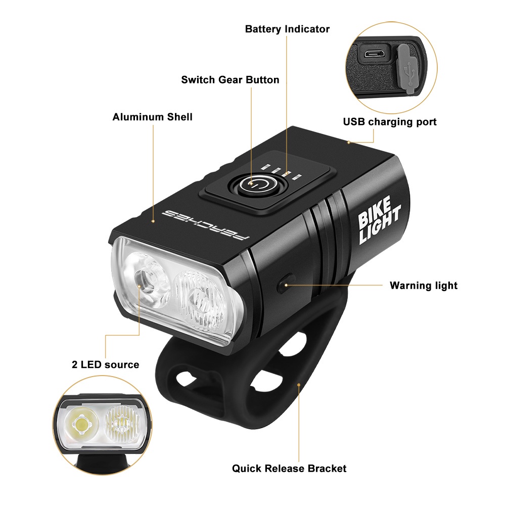 Đèn Xe đạp LED T6 Có Thể Sạc Lại USB 6 Chế độ Đèn Pin MTB Đèn Pha Xe đạp để đi Xe đạp Đèn Trước Xe đạp.