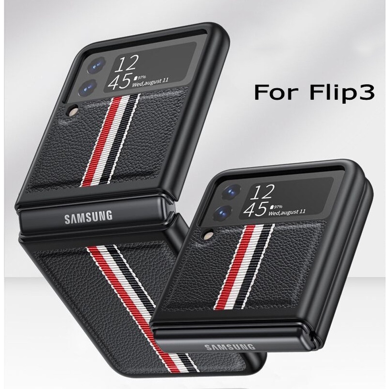 Ốp Điện Thoại Da Nắp Gập Phong Cách Doanh Nhân Chống Rơi Cho Samsung Galaxy Z Flip 3