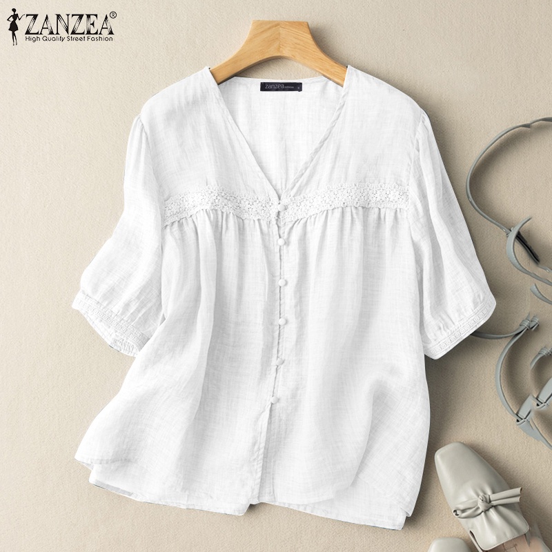 Áo ZANZEA tay lỡ cổ chữ V thời trang quyến rũ cho nữ