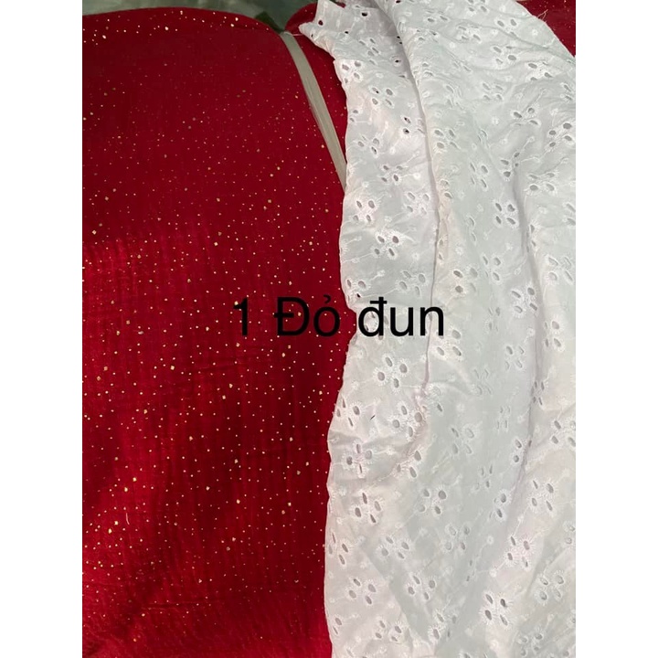 Xô muslin 2 lớp 100% cotton Xô muslin màu đỏ đun ánh nhũ