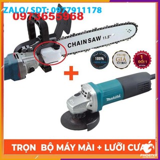 máy mài Makita kèmLưỡi cưa xích  💪 SIÊU KHỎE 💪 loại 1 - Combo máy mài góc kèm bộ lam xích