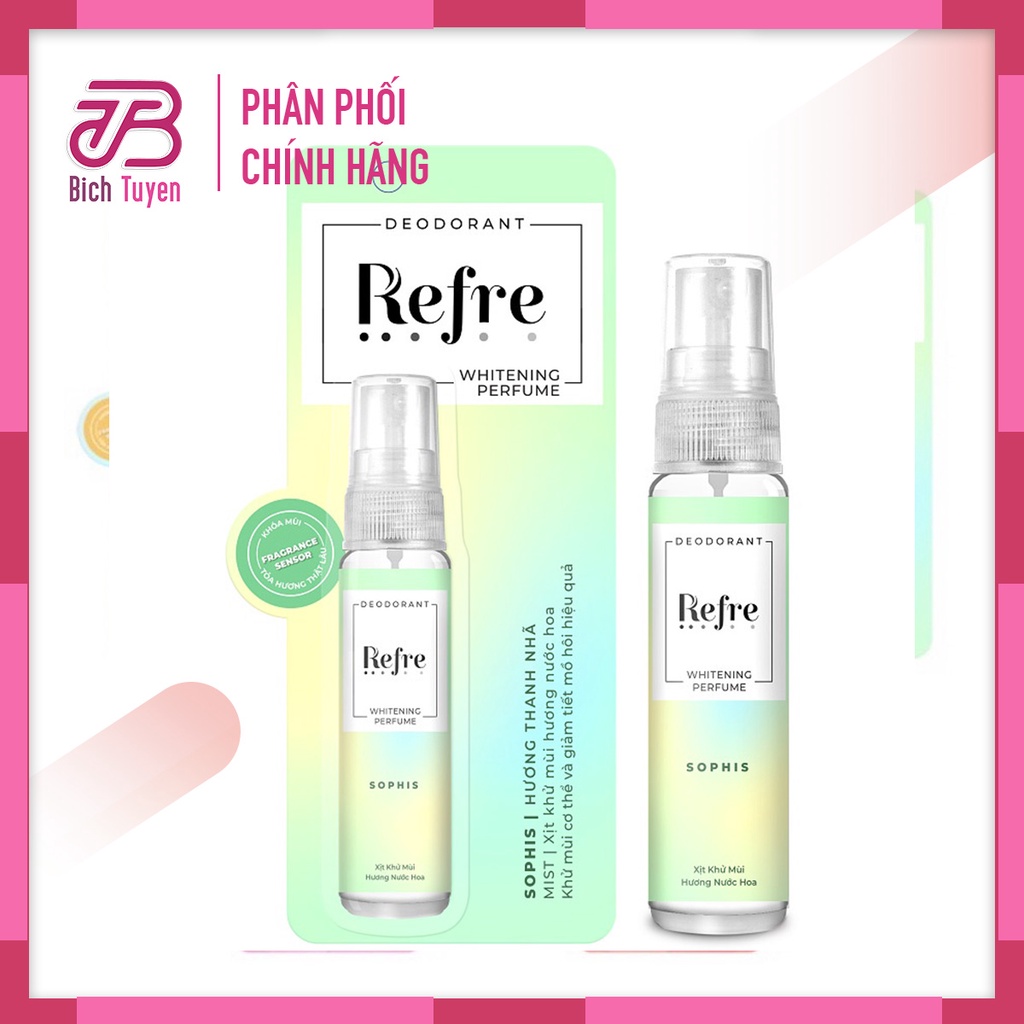 Xịt khử mùi hương nước hoa - Refre Whitening Perfume Xịt khử mùi dưỡng trắng hương nước hoa Refre 30ml/chai-toàn thân