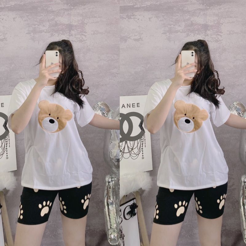 Đồ bộ mặc nhà ESHOP Đồ ngủ nữ bigsize thun cotton thể thao dễ thương quần đùi đi chơi đẹp cute trung niên DB41