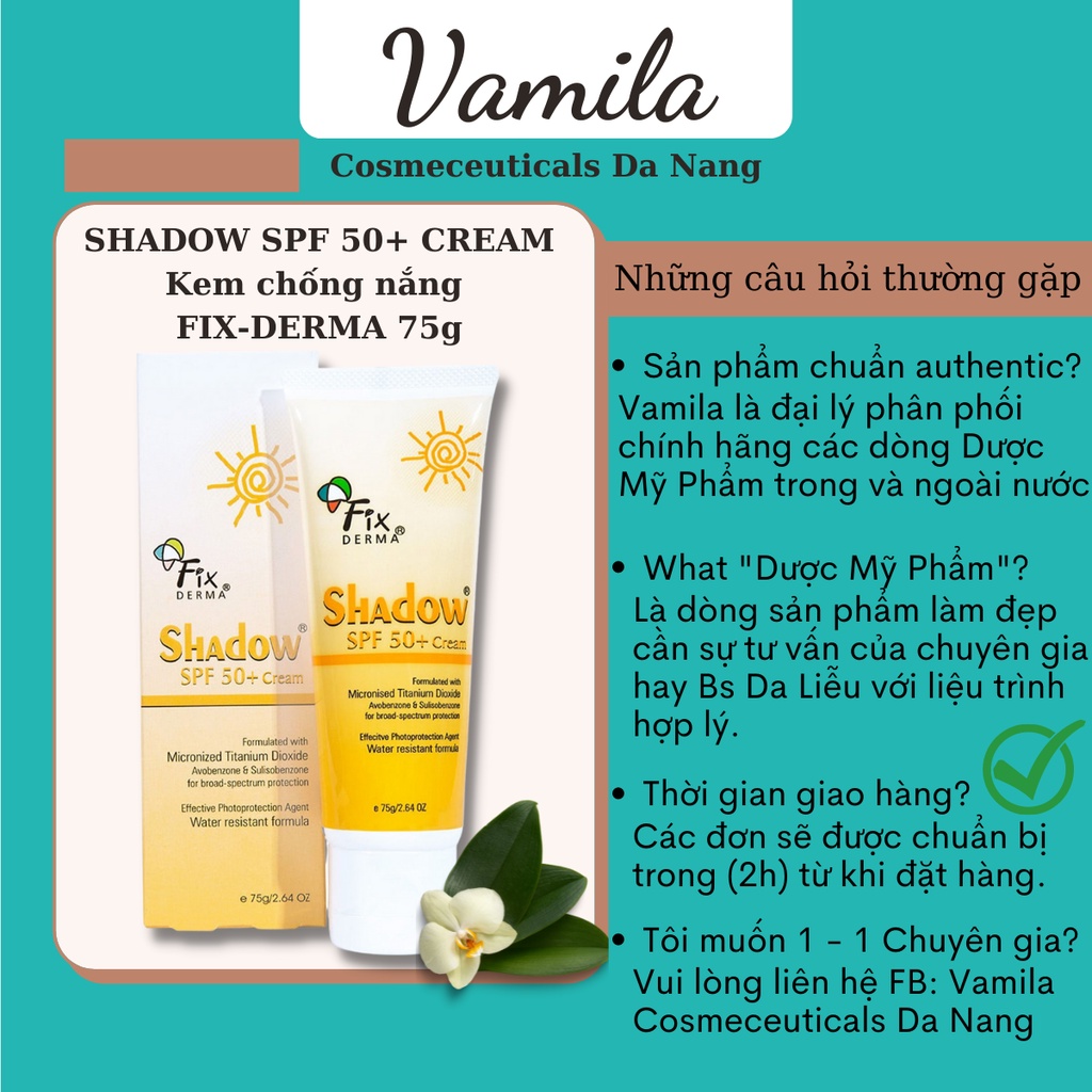 FixDerma Shadown SPF30+ 75g Kem Chống Nắng Chính Hãng Fixderma Cho Da Mặt Và Toàn Thân  - Vamila Cosmeceuticals