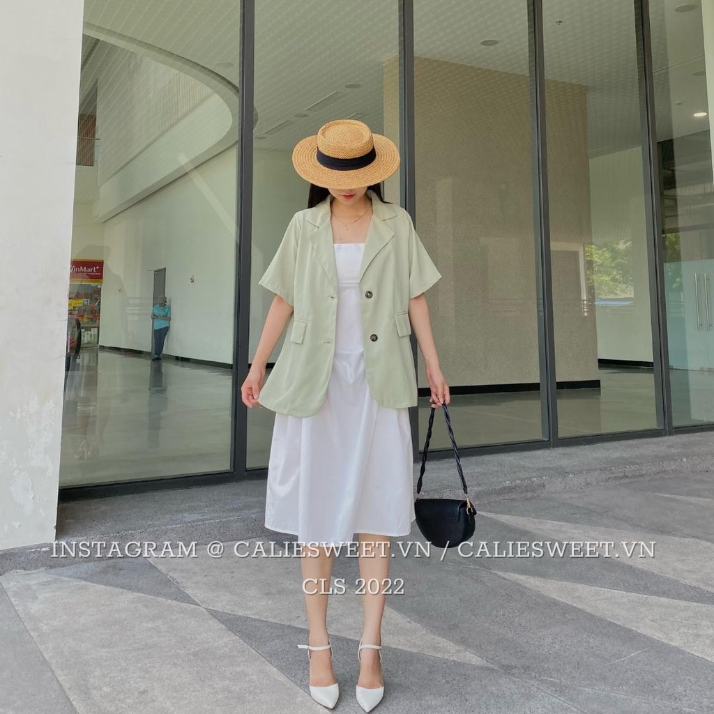 Áo blazer nữ tay ngắn Caliesweet áo khoác blazer nữ có độn vai